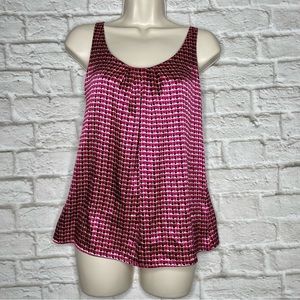 NEW YORK & COMPANY Satin Cami Tank Top Women’s S Pink Print Shelf Bra Adjustable